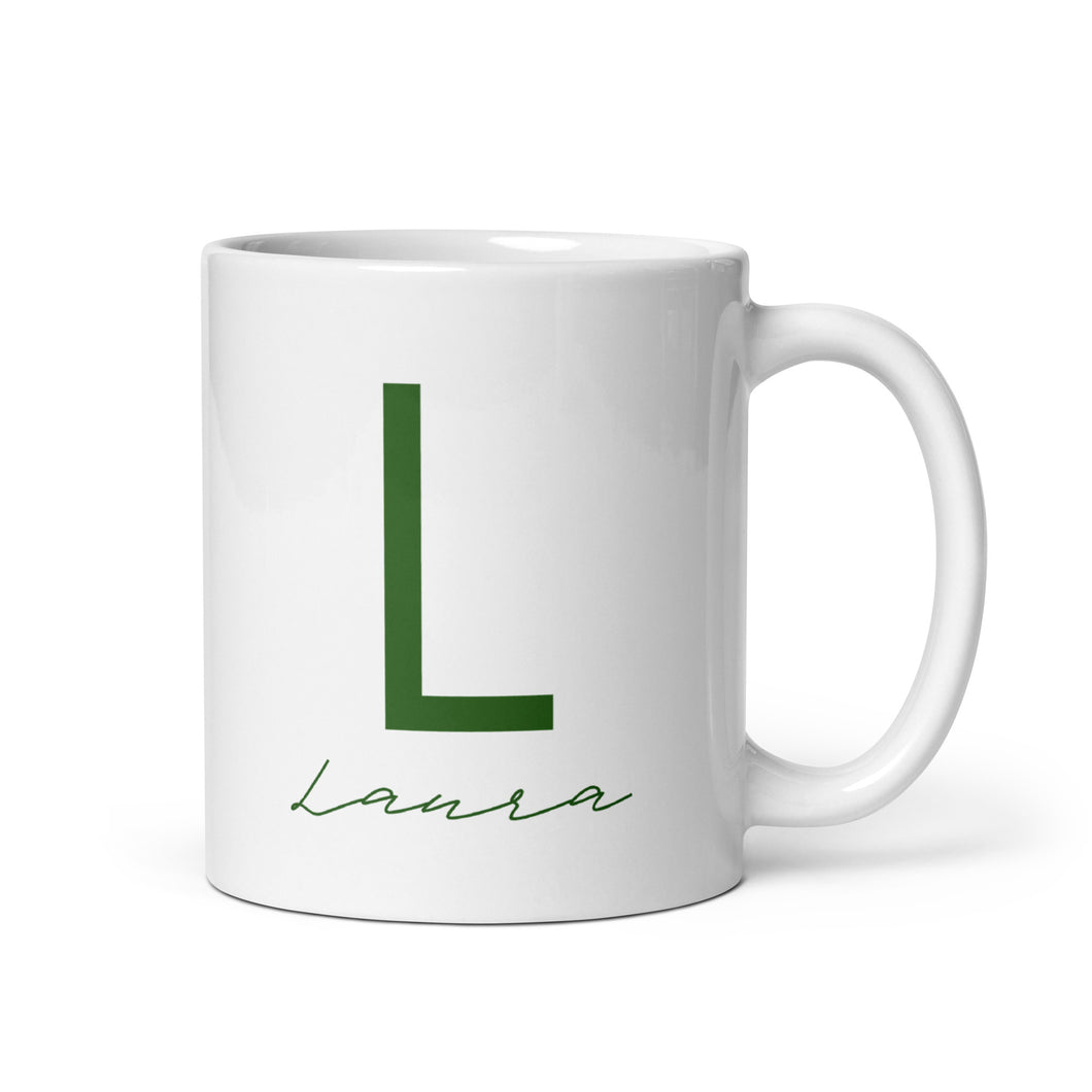 LAURA White glossy mug