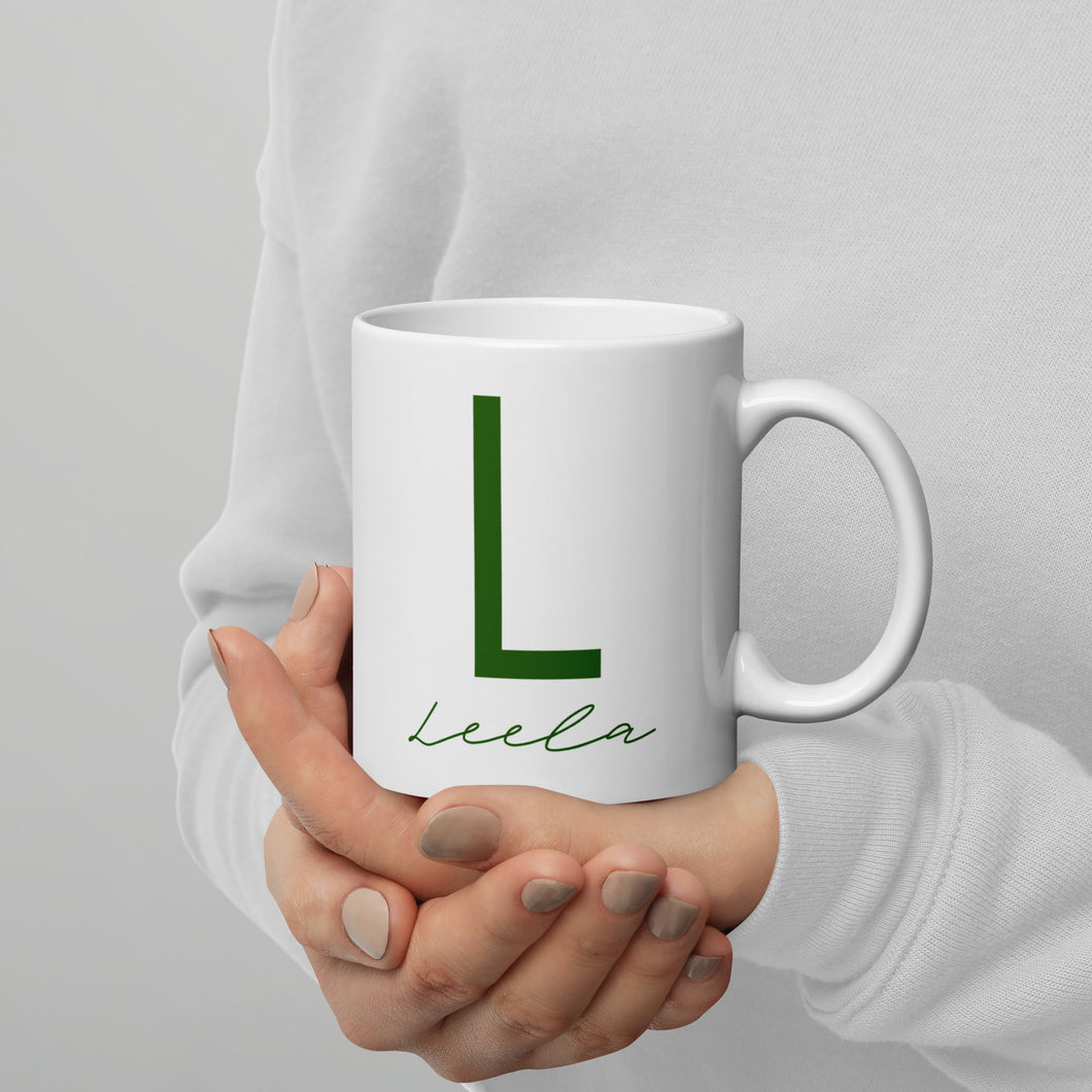 Leela White glossy mug